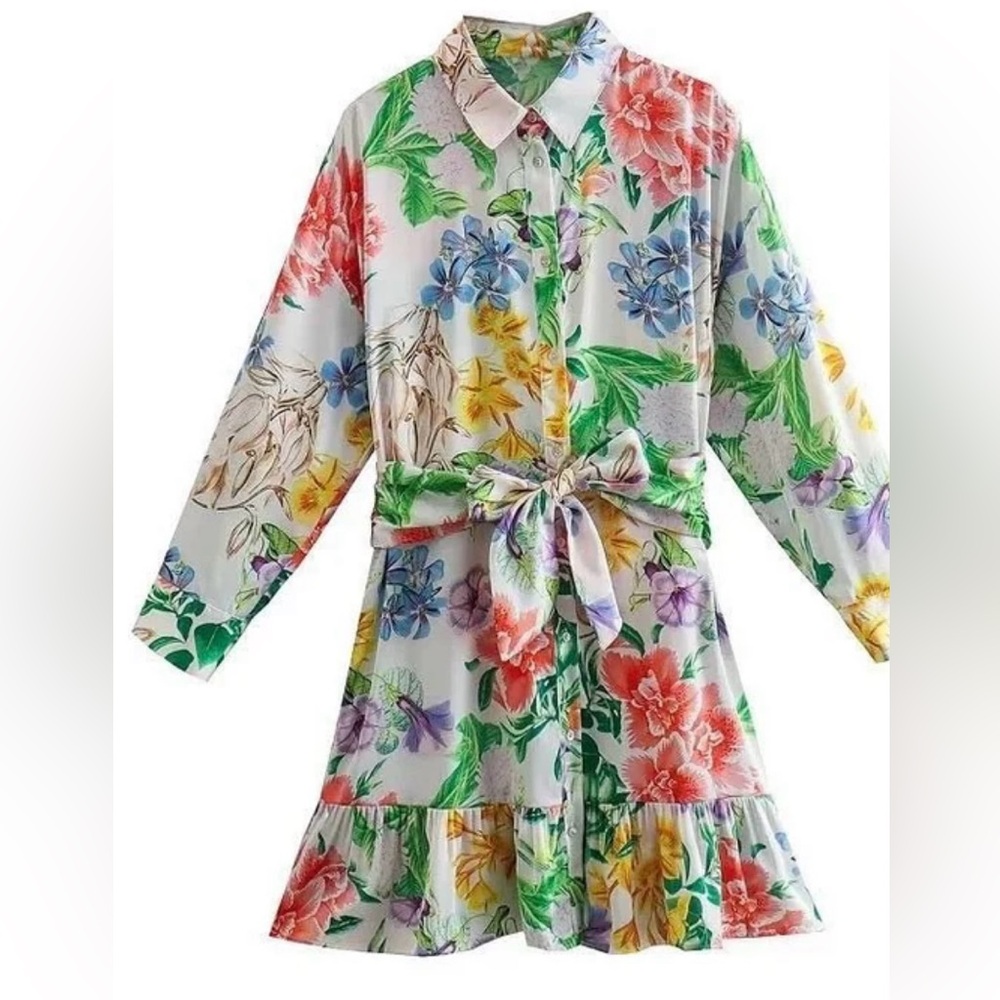 Never Used - Zara Floral Button-Up Dress